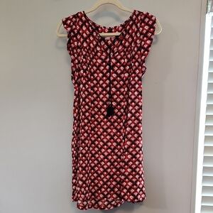 LOFT Red and Black Geometric Mini Dress